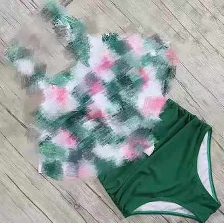Многоцветный купальник, 2019 год, высокий пояс