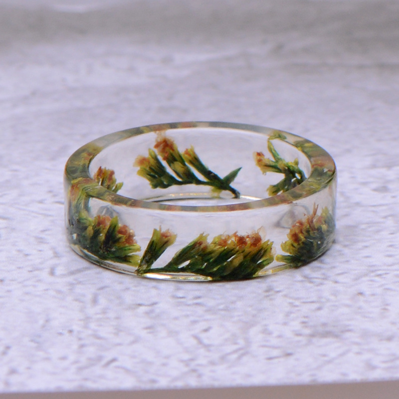 欧美复古手饰品 创意手工干花晶片透明树脂多色戒指流行饰品
