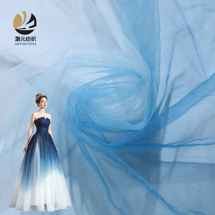 Fabricante de suministro azul gradiente tela impresa vestido