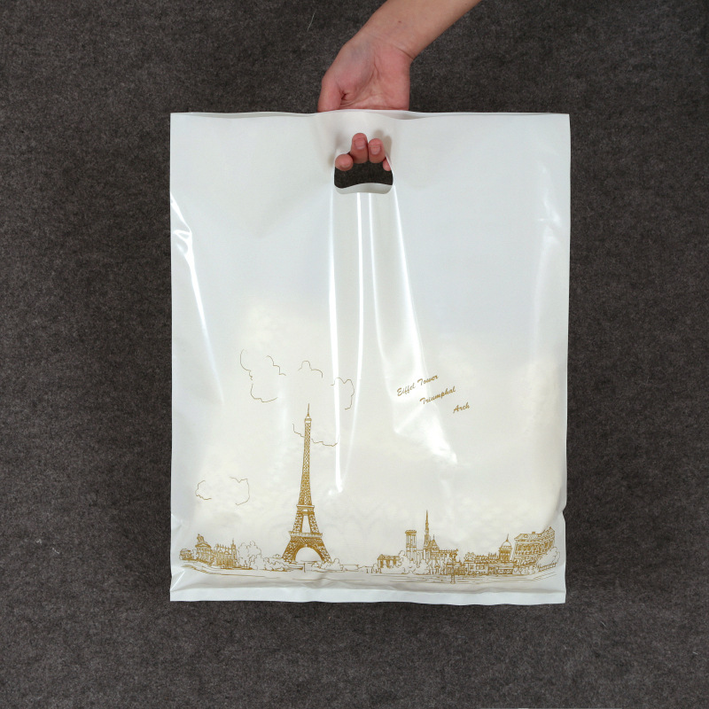PE加厚巴黎铁塔服装袋手提袋包装礼品购物塑料袋胶袋子可加印LOGO