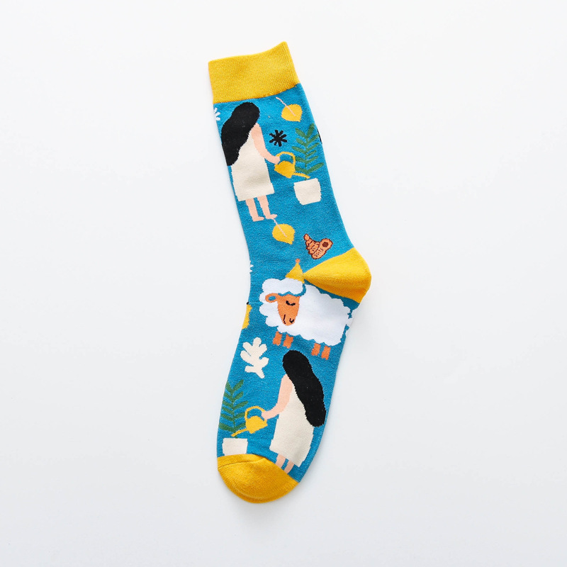 Unisexe De Base Vêtement De Rue Dessin Animé Coton Jacquard Crew Socks Une Paire display picture 12