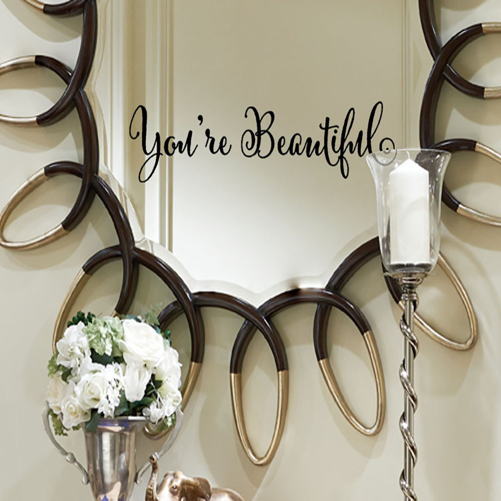 Dx025创意颜文字you Re Beautiful床头洗手间玻璃窗墙贴纸 阿里巴巴