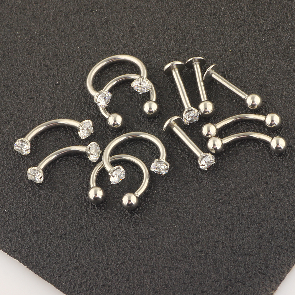12-Piece Body Piercing Jewelry Set – Stainless Steel Nose Rings, Eyebrow Rings, Lip Rings, Earrings – Geometric Style detail image 8