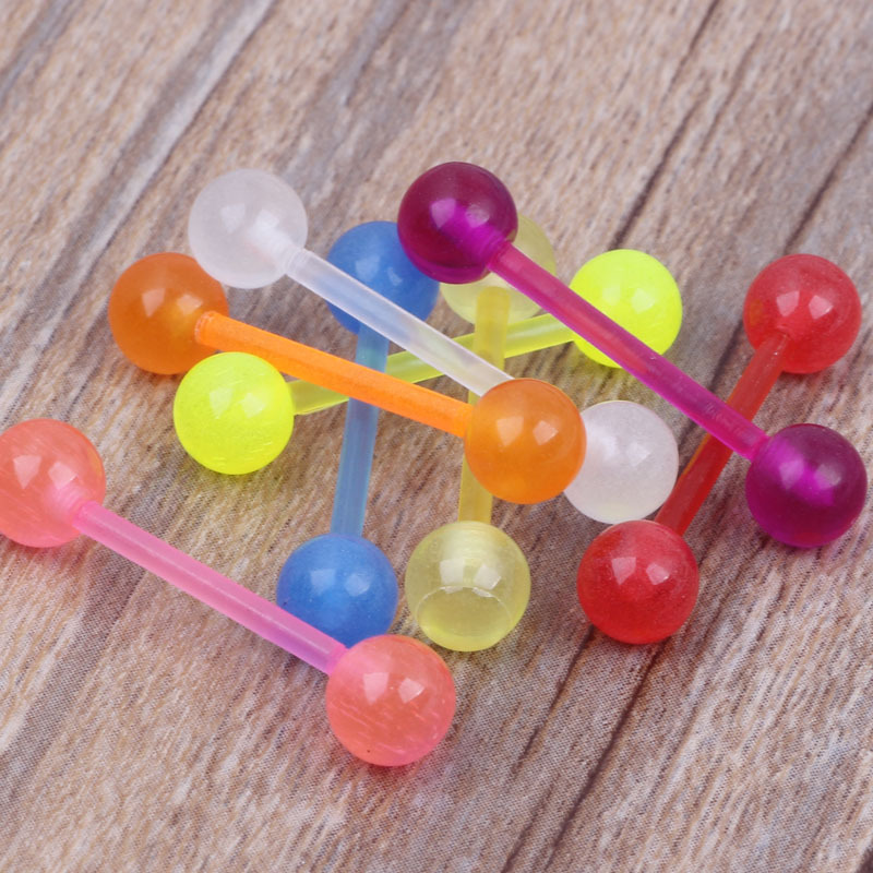 7 Pcs Mixed Color UV Glow Nipple Ring Tongue Nail Ear Studs Piercing Jewelry Set Stainless Steel detail image 7