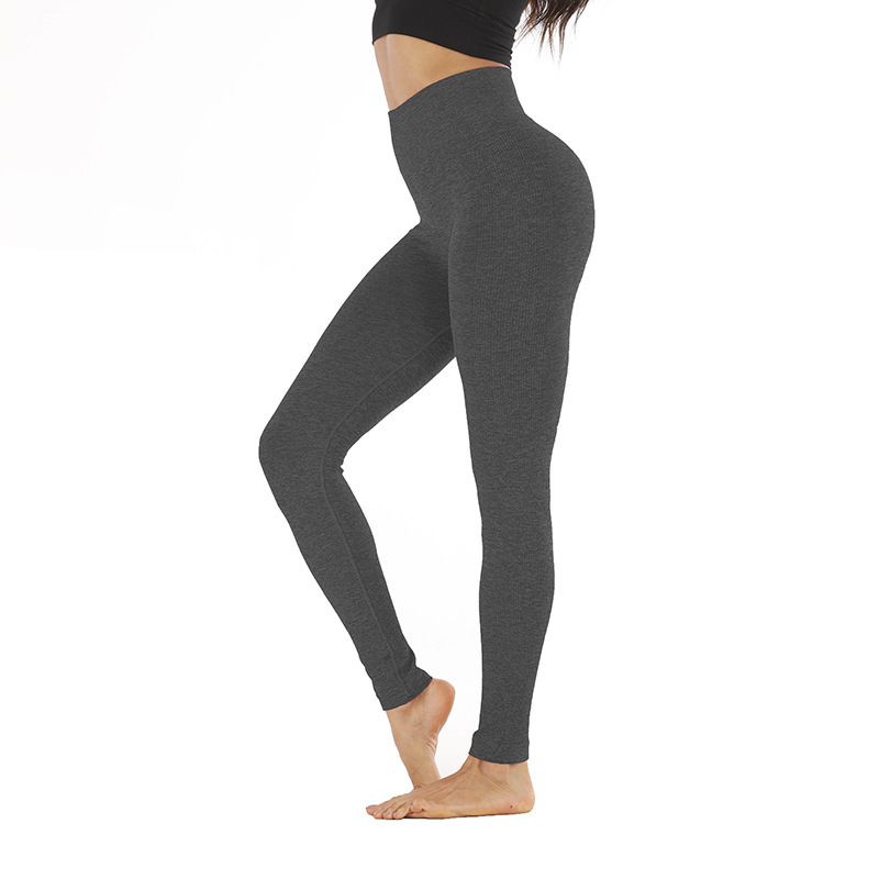 stripes solid color slim fitness seamless breathable yoga sports pants NSLX9691