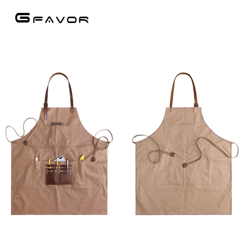 源点工匠设计室帆布围裙复古围裙耐磨刮胶防水高档工作室工具围裙