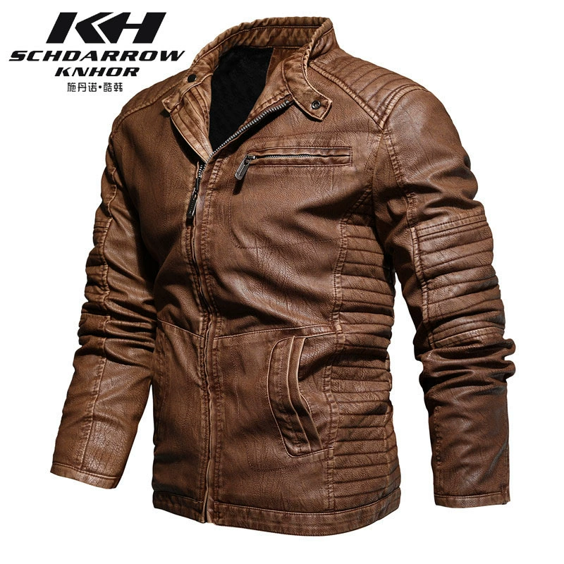 Трансграничная горячая Распродажа, зимняя мужская куртка из искусственной кожи, Европейская и американская фанатская Автомобильная кожаная мужская приталенная куртка из искусственной кожи с вертикальным воротником