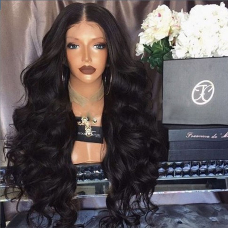 Amazon popular wig female black medium l...