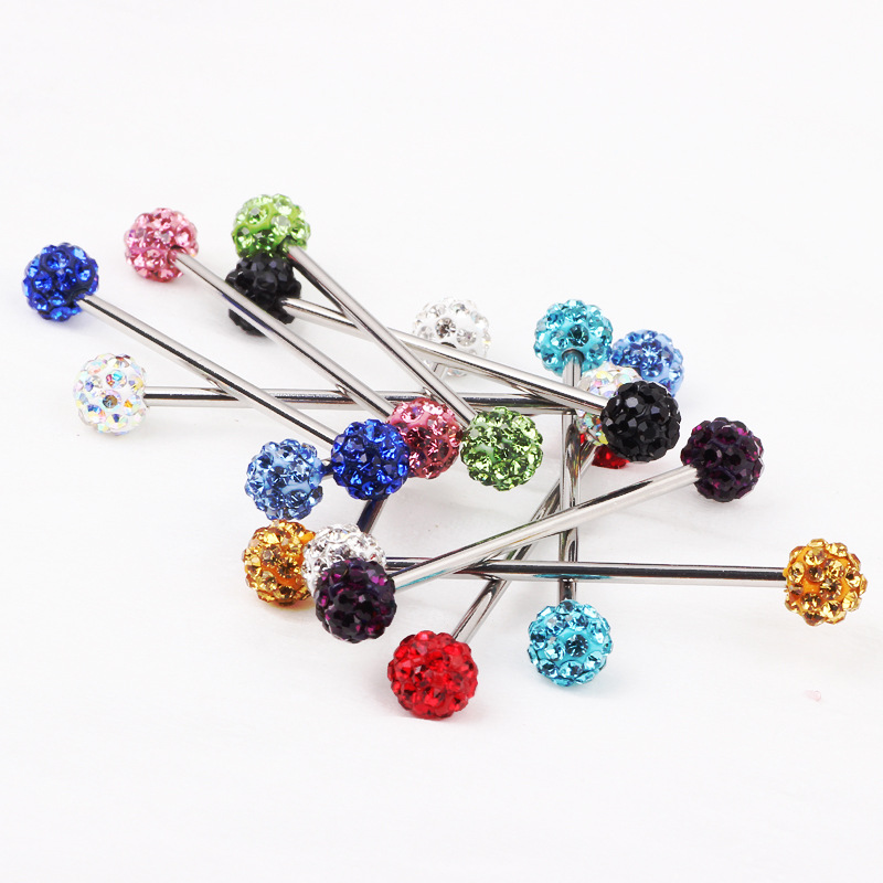 Amazon Hot Czech Drill Long Soft Ear Bone Nail Drill Ball Industrial Dumbbell Barbell Puncture Jewelry Wholesale - Acrylic Geometric Earring detail image 9