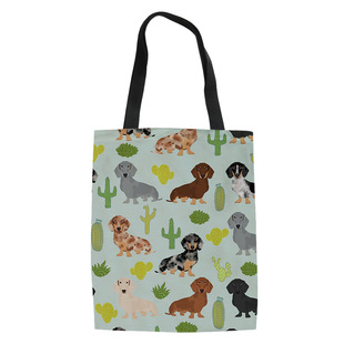 Europe and the United States cross-border wholesale floral dog pattern custom canvas bag crossbody women's bag shoulder tote bag large shopping bag