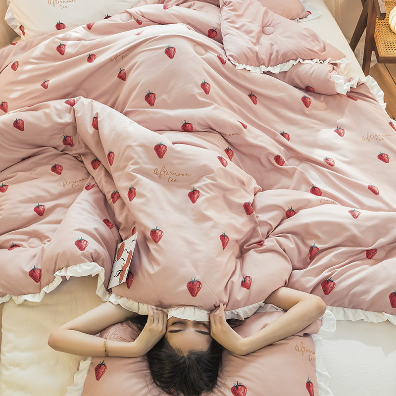 網紅花邊加厚冬被子被芯學生宿舍春秋太空棉被單人空調被雙人被褥