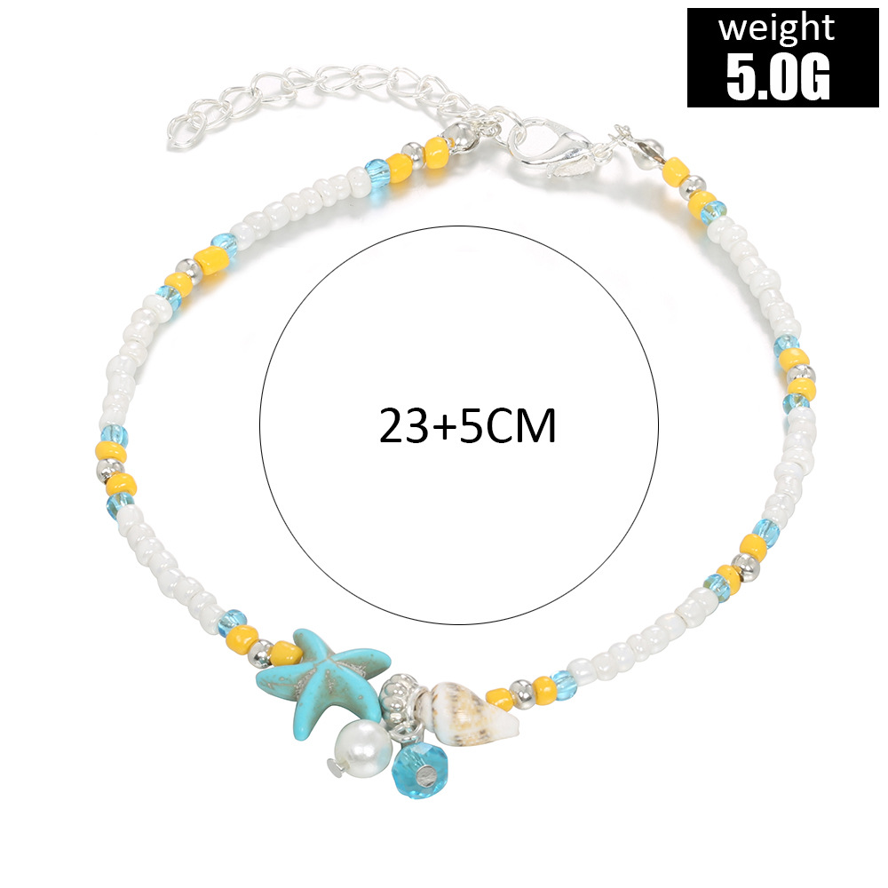 8g Weight Artificial Pearls Inlay Material Wholesale Jewelry Beach Starfish Conch Beaded Alloy Artificial Pearls Anklet