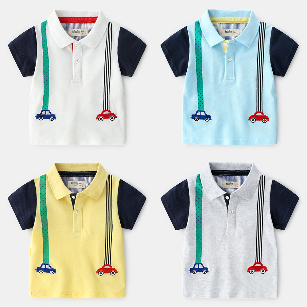 new pattern A summer Korean Edition Children's clothing Boy children printing Cartoon Short sleeved polo baby jacket wholesale