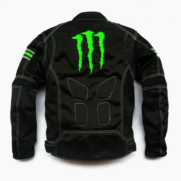 Zomer ademende motorracejas met anti-val beschermende kleding - Monster Energy Design [motorjas, racepak]