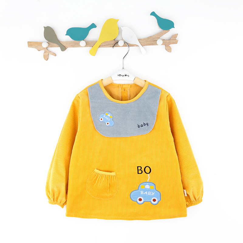 pure cotton Corduroy Long sleeve Waterproof cover Spring new pattern children lovely Cartoon Burqa baby waterproof wear inside-out