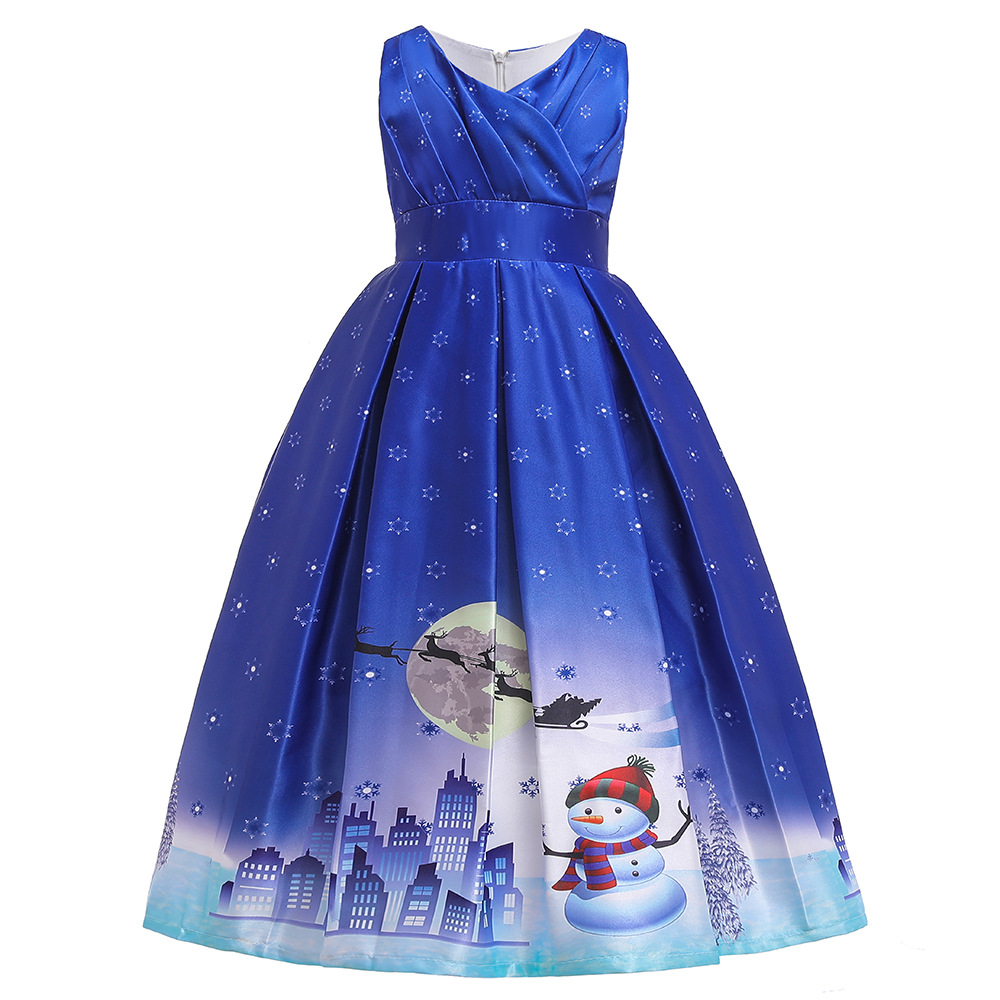 Cartoon children's dress, Christmas long skirt, suit, with snowflakes, princess style 5