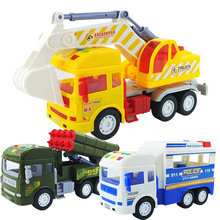 大号灯光音乐儿童惯性玩具汽车模型仿真工程挖掘机消防车模型礼品