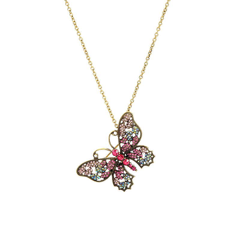 Européen Et Américain Rétro Style Papillon Diamant Pendentif Collier De Femmes De Mode Creative Amovible Broche Accessoires Ts00276 display picture 10