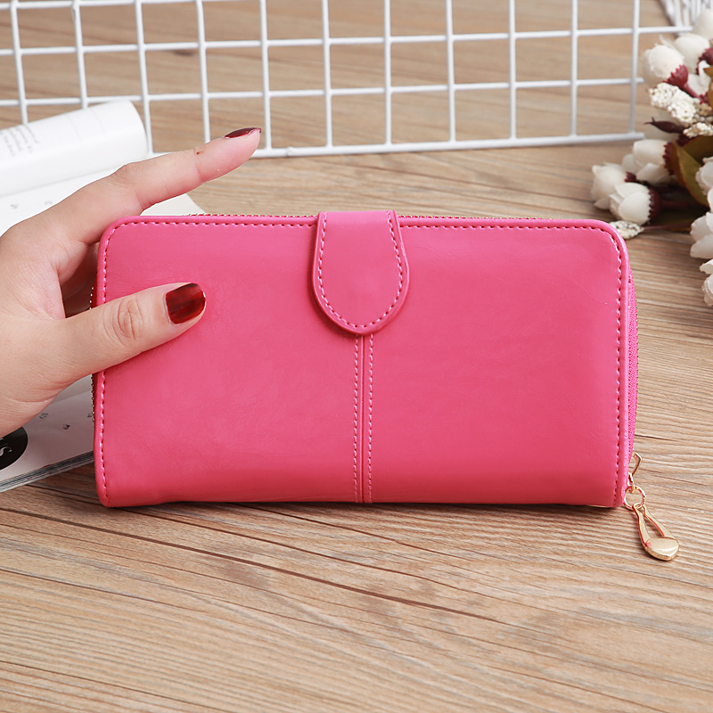 Leather Large-capacity Clutch Bag Elongated Concealed Buckle Wallet Card Holder display picture 8