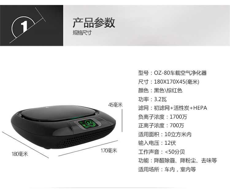 Car Air Purifier, Negative Ion Sterilization in the Car, Dust Removal, Odor Removal, Pm2.5 Sterilization, Car Odor Removal