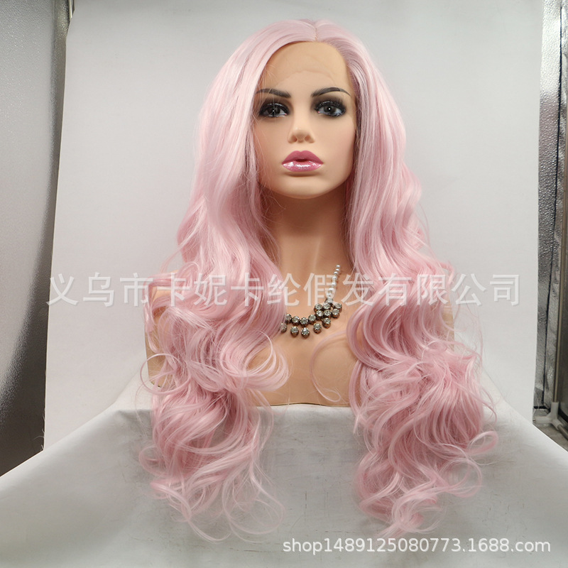 Peruca de encaje de moda rosa pálido peruca