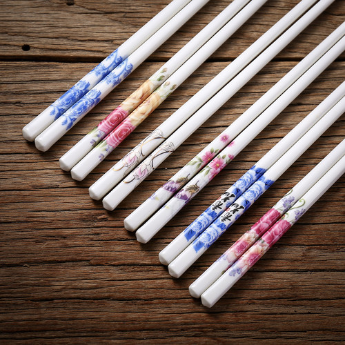 New creative ceramic chopsticks, non-slip, not prone to mold, light luxury tableware, household gifts, chopsticks, flower series