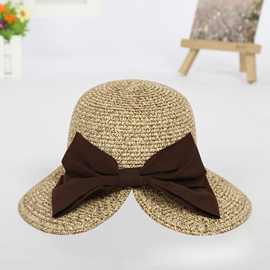 新款时尚旅游沙滩度假草帽纸草草帽遮阳帽子厂家直销可折叠沙滩帽