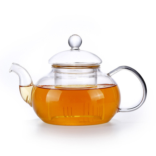 Thickened heat-resistant glass teapot, high temperature-resistant glass floral teapot, black tea, green tea teapot with filter tea set