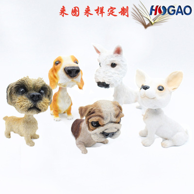 厂家定制车载摆件创意可爱树脂仿真摇头狗狗可来图来样生产