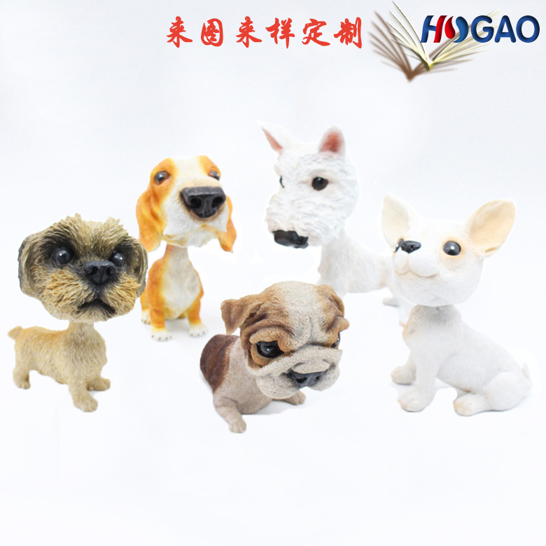 厂家定制车载摆件创意可爱树脂仿真摇头狗狗可来图来样生产