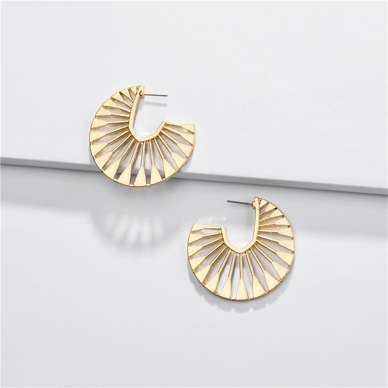 Jewelry Earrings Alloy Hollow Fan-shaped Female Earrings New display picture 1
