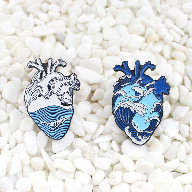 Original Design Ocean Heart Shape Alloy Enamel Unisex Brooches display picture 4