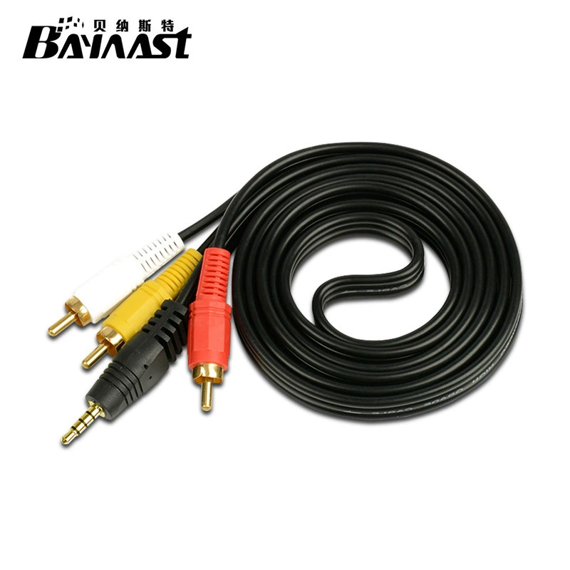 1,5 м AV-кабель Аудиокабель 3,5 мм одна минута три кабель Lotus Аудио и видеокабель 3RCA 3,5-оборотный кабель разницы в цвете