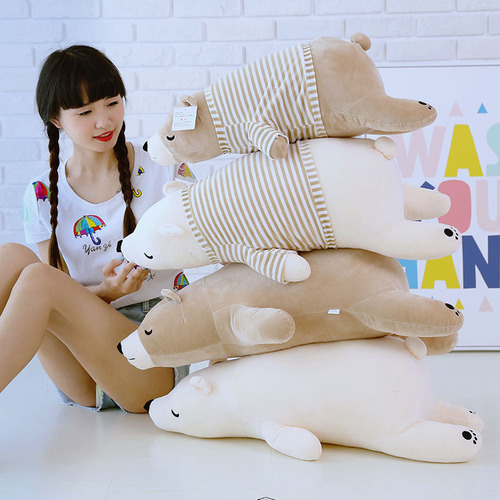 Lying style polar bear doll soft clothing style huggable bear plush toy pillow children sleeping gift wholesale