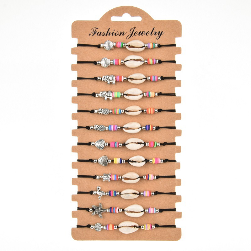 Amazon Soft Pottery Shell Rice Beads Beaded Bracelet Hand-Woven Set for Women Wholesale Love Jewelry Ceramics