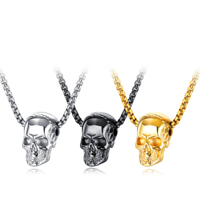 Rapper Hiphop Street Jazz dance skull necklace to restore ancient ways of titanium steel stainless steel punk rock style necklace for man