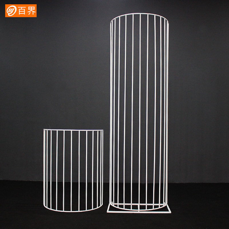 百界新款婚庆道具铁艺线条半圆屏风婚礼舞台背景橱窗场景布置摆件