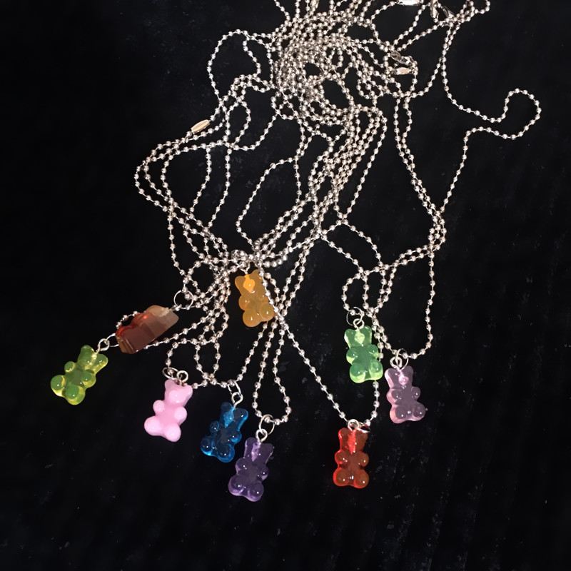 Fashion Transparent Jelly Color Bear Pendent Alloy Necklace display picture 5