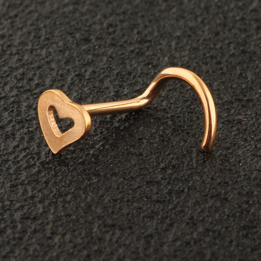Fashion Heart Shape Metal Hollow Out Nose studs 1 Piece