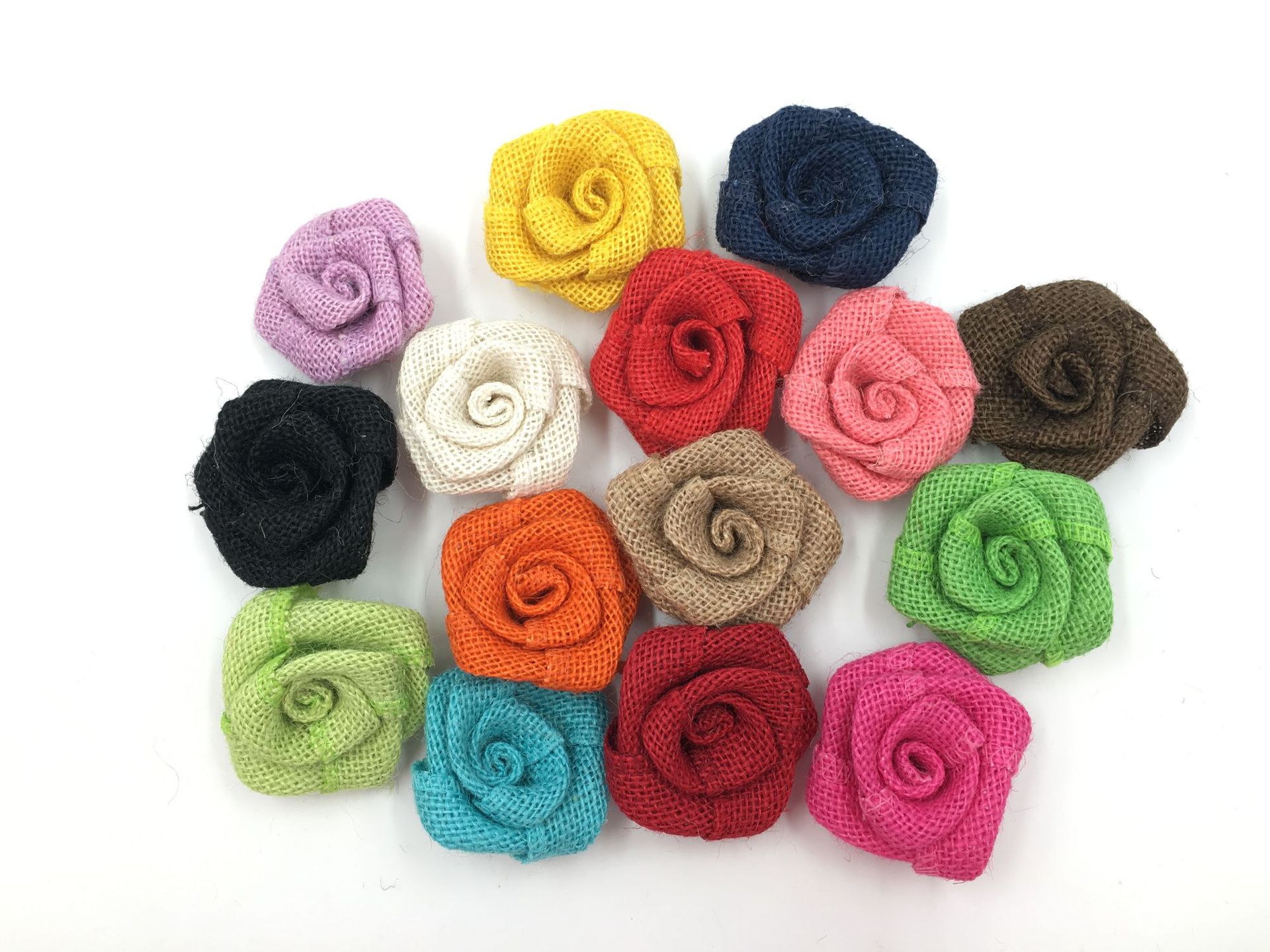 廠家直銷 麻布花朵彩色珍珠花