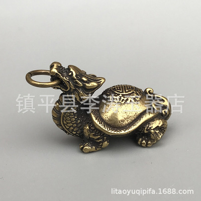 廠家批發純銅仿古龍龜擺件配飾 黃銅小龍龜鑰匙扣挂件工藝品