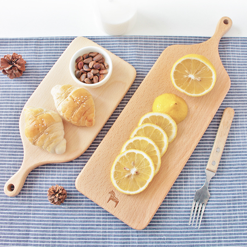 日式榉木整木砧板菜板 水果面包板 寿司托盘烘焙工具新款直把砧板