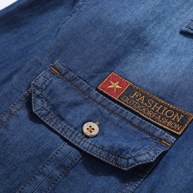 Cruz-frontera Denim camisa de manga larga casual de los hombres más tamaño Top otoño camisa de los nuevos hombres 3113