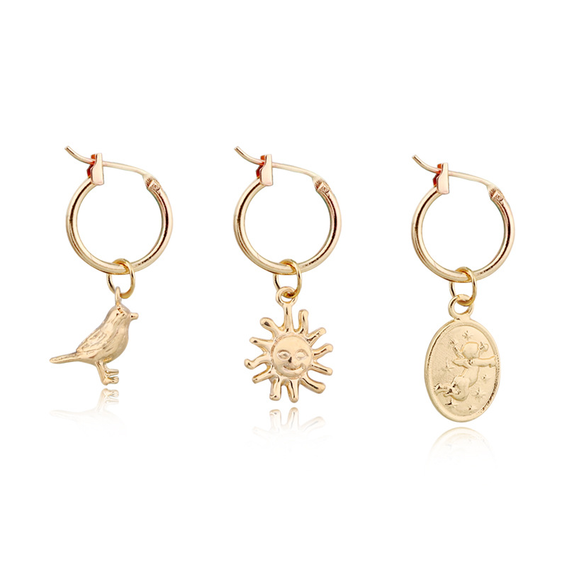 Best Seller In Europe And America Cute Delicate Bird Sun Oval Little Angel Baby Pendant Ear Ring Hoop Earring Ear Clip Female display picture 10