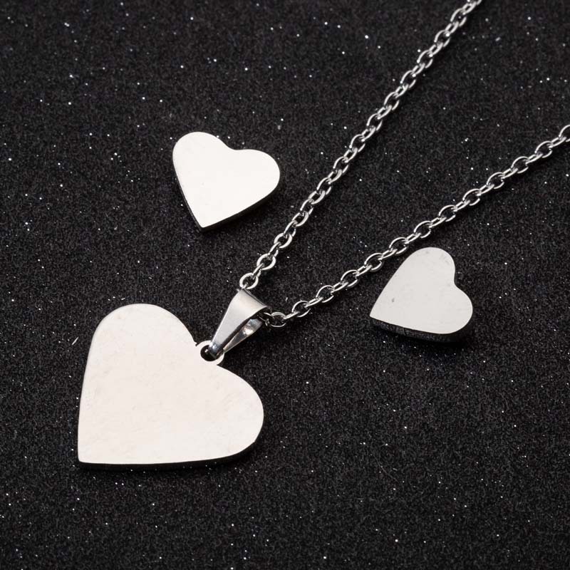 Sweet Heart Shape Stainless Steel Plating Jewelry Set 2 Pieces