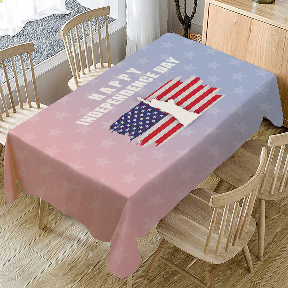 跨境热销 亚马逊爆款美国独立日棉麻桌布批发 亚麻茶几台布餐桌布