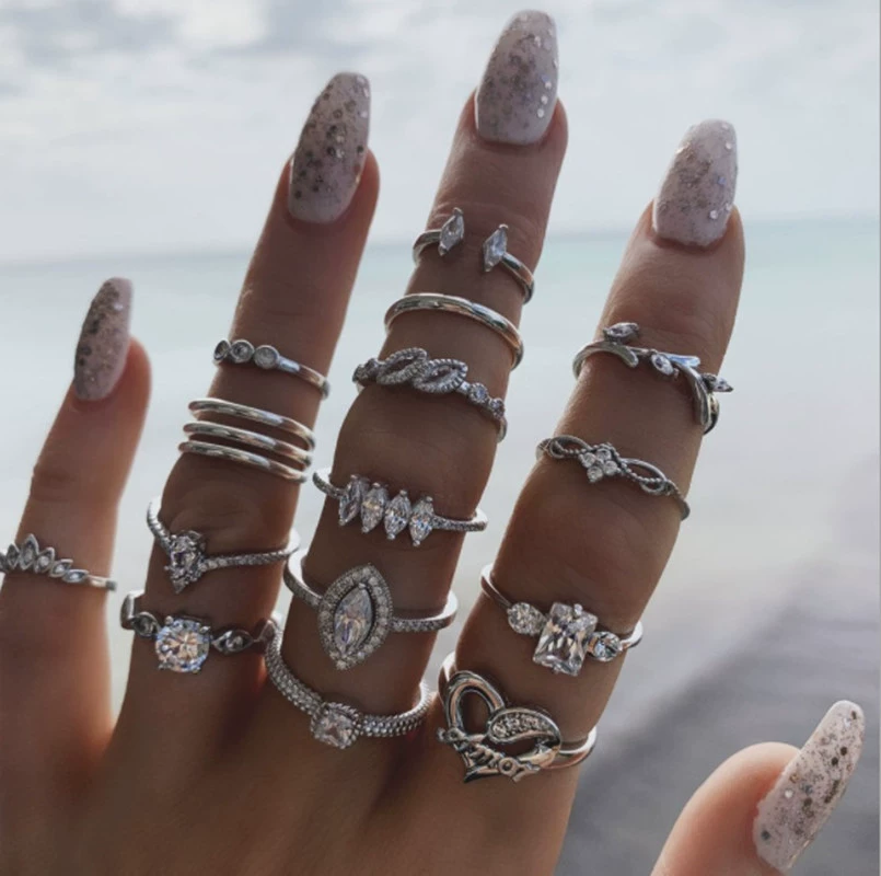 Creative set, metal ring, boho style, European style