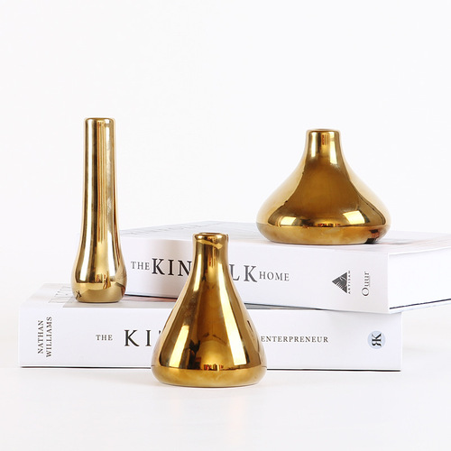 American Nordic ins ornaments creative golden ceramic vases flower utensils home living room decorations flower inserts