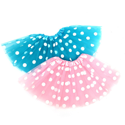 Children girls  toddlers colorful ballet skirt pettiskirt tutu skirt princess polka dot three-layer gauze skirt children's ballet skirt