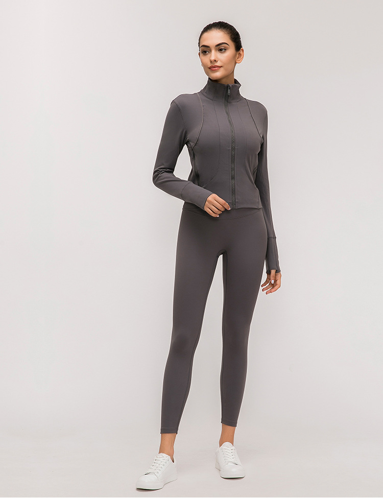 Women's standing collar sports jacket with long sleeve Yoga coat